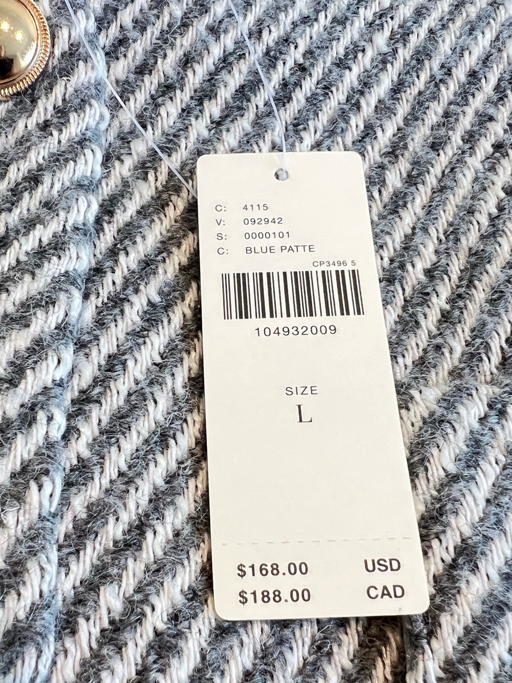 Anthropologie Boxy Wool Blend Lady Jacket Blazer Maeve New Large Stripe - Picture 13 of 15